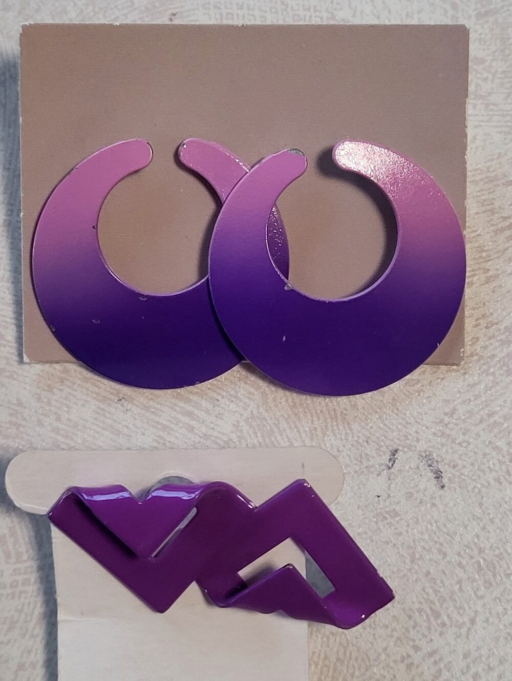 Vintage 1987 Memphis Enamel Earring Lot Avon Calypso Ombre Hoops Chevron Geometr